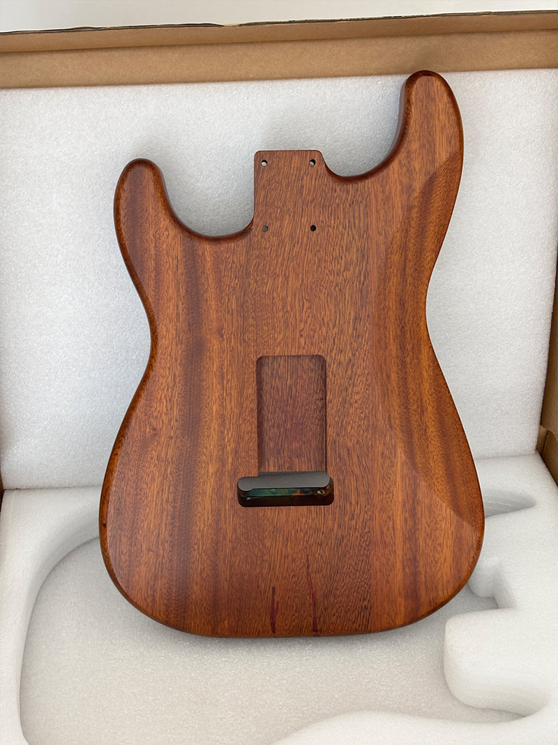 One-of-a-Kind ST Thinline Style Electric Guitar Body with F-hole, Burl Wood & Epoxy Resin Top (SRB-002)