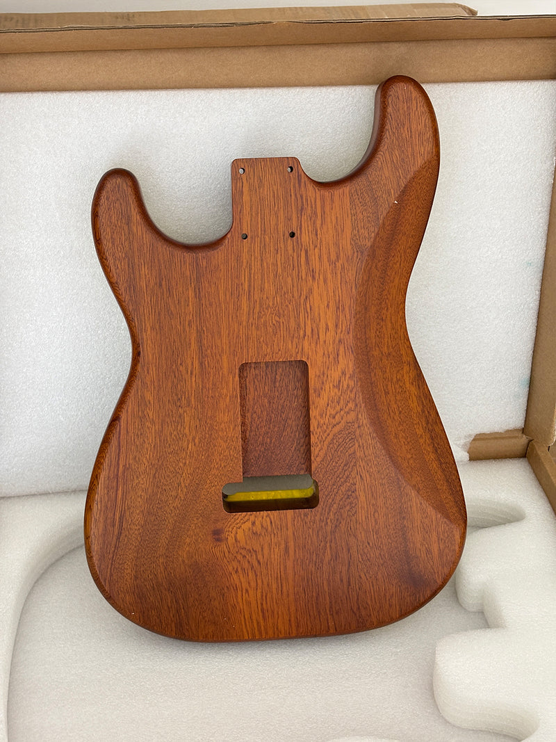 One-of-a-Kind ST Thinline Style Electric Guitar Body with F-hole, Burl Wood & Epoxy Resin Top (SRB-003)