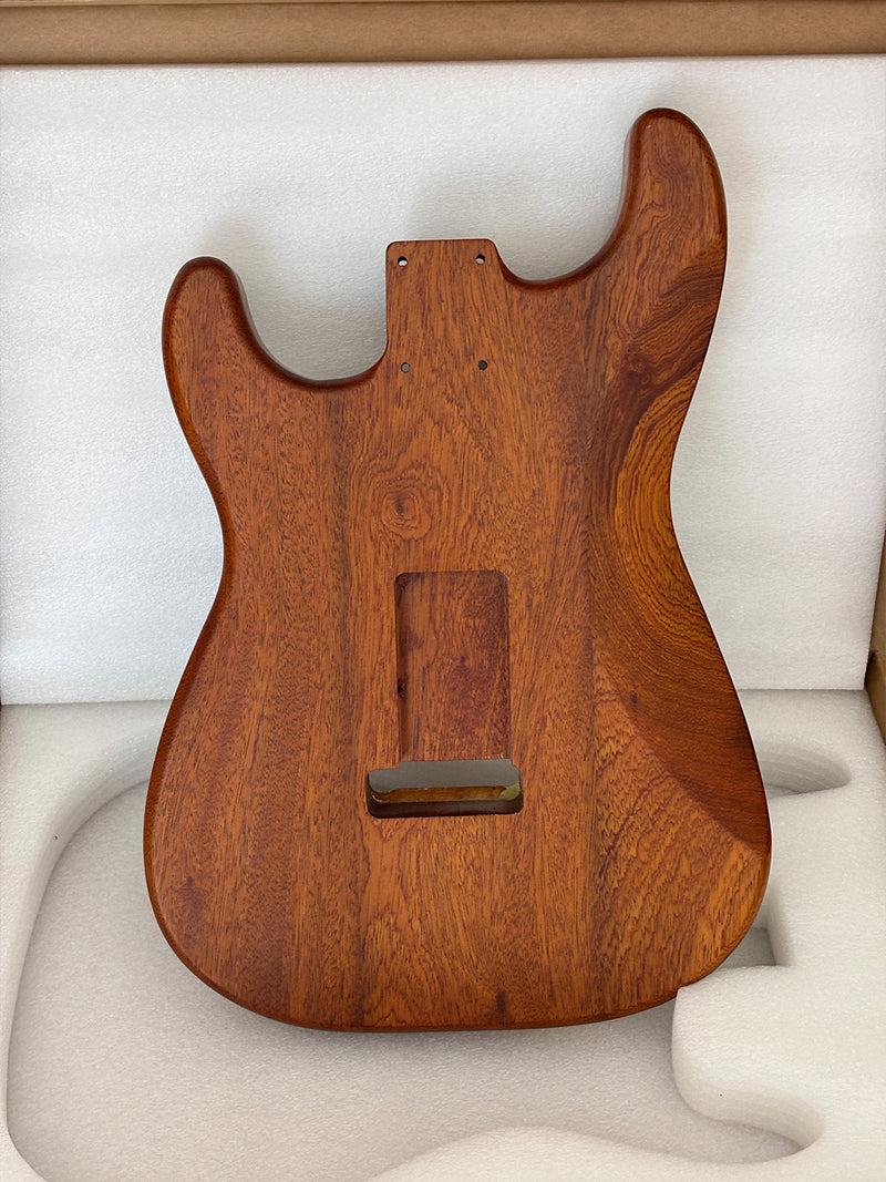 One-of-a-Kind ST Thinline Style Electric Guitar Body with F-hole, Burl Wood & Epoxy Resin Top (SRB-005)
