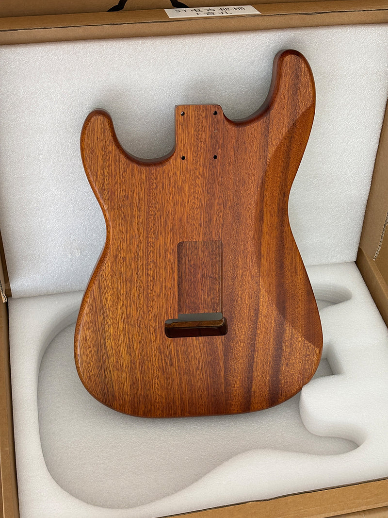 One-of-a-Kind ST Thinline Style Electric Guitar Body with F-hole, Burl Wood & Epoxy Resin Top (SRB-007)