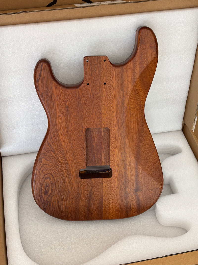 One-of-a-Kind ST Thinline Style Electric Guitar Body with F-hole, Burl Wood & Epoxy Resin Top (SRB-009)