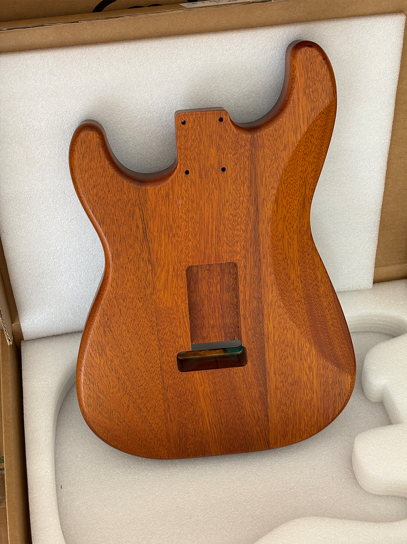 One-of-a-Kind ST Thinline Style Electric Guitar Body with F-hole, Burl Wood & Epoxy Resin Top (SRB-011)