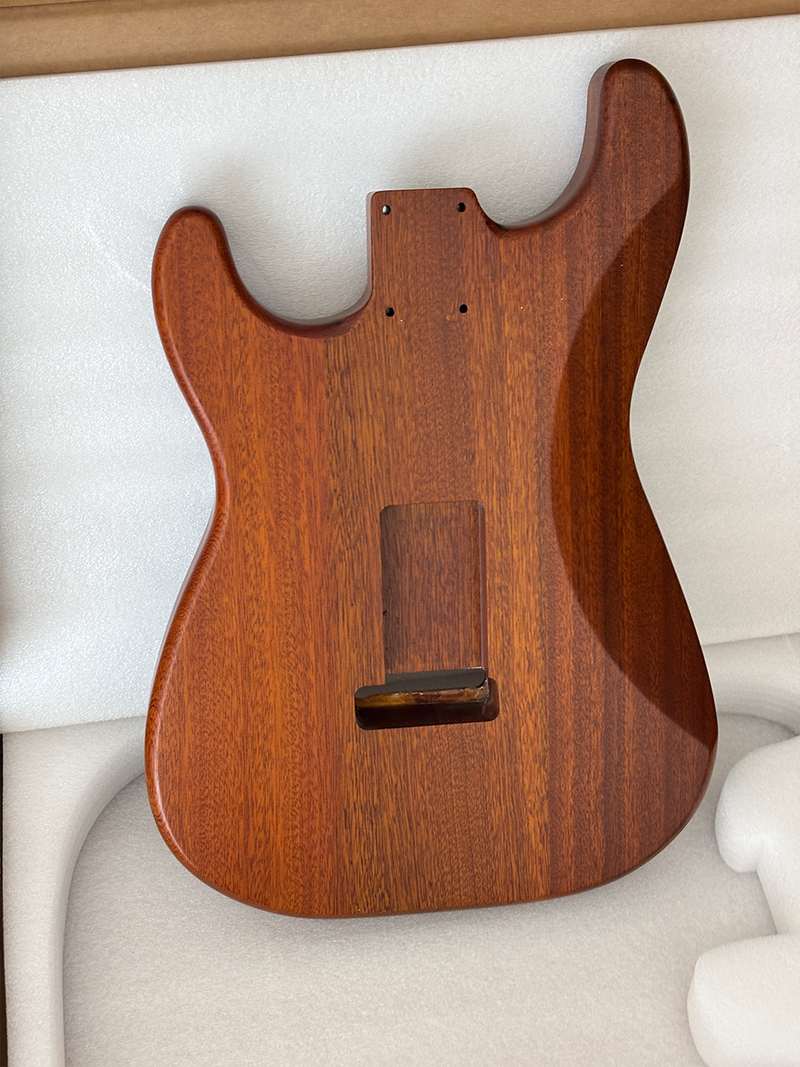 One-of-a-Kind ST Thinline Style Electric Guitar Body with F-hole, Burl Wood & Epoxy Resin Top (SRB-012)