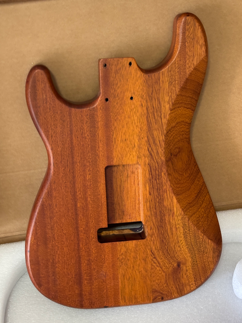 One-of-a-Kind ST Thinline Style Electric Guitar Body with F-hole, Burl Wood & Epoxy Resin Top (SRB-013)