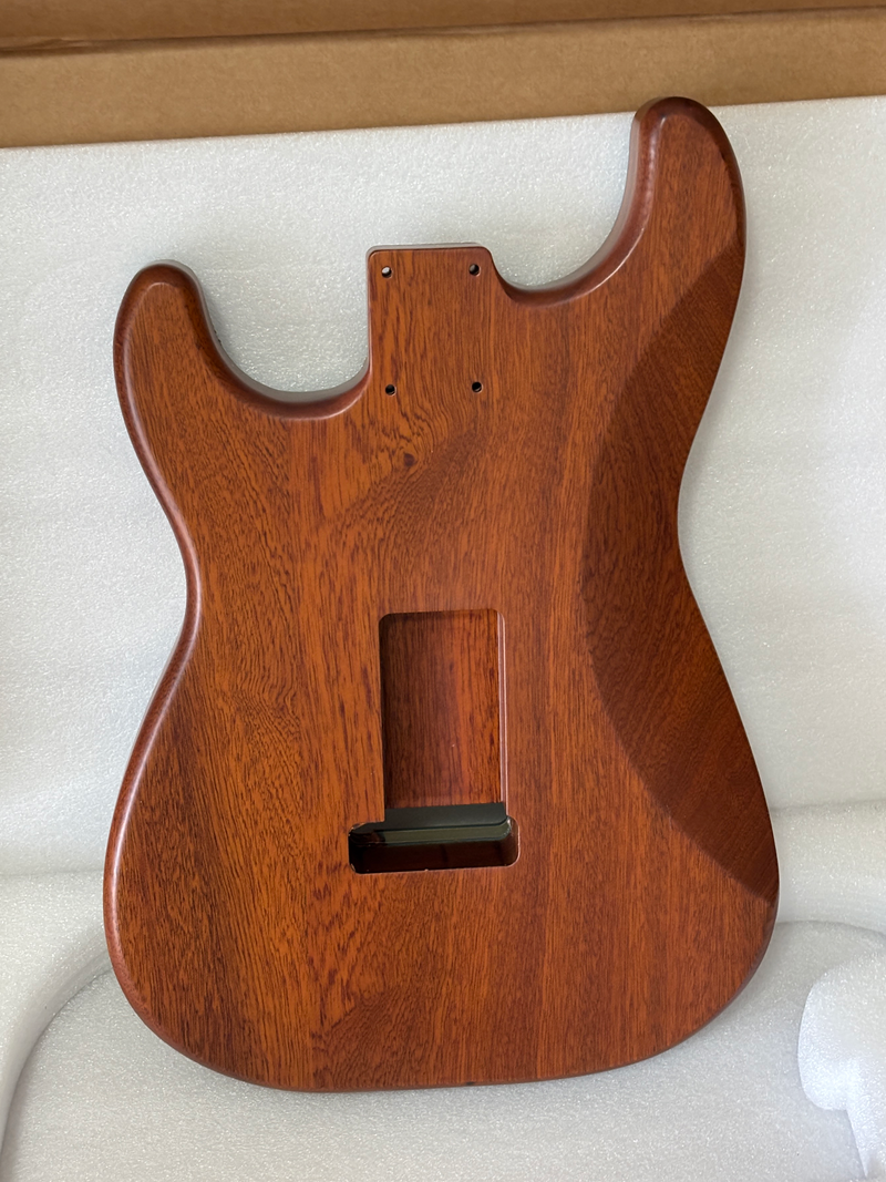 One-of-a-Kind ST Thinline Style Electric Guitar Body with F-hole, Burl Wood & Epoxy Resin Top (SRB-014)