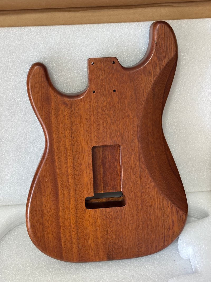One-of-a-Kind ST Thinline Style Electric Guitar Body with F-hole, Burl Wood & Epoxy Resin Top (SRB-015)
