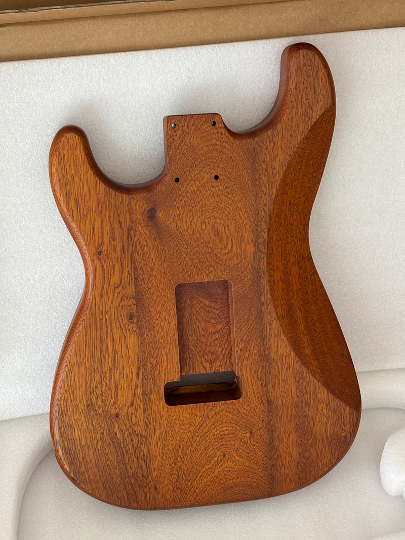 One-of-a-Kind ST Thinline Style Electric Guitar Body with F-hole, Burl Wood & Epoxy Resin Top (SRB-016)