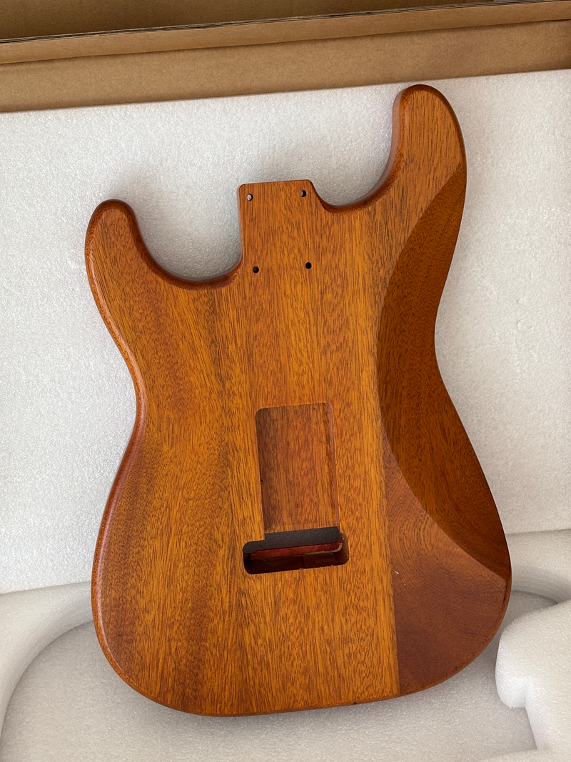 One-of-a-Kind ST Thinline Style Electric Guitar Body with F-hole, Burl Wood & Epoxy Resin Top (SRB-017)