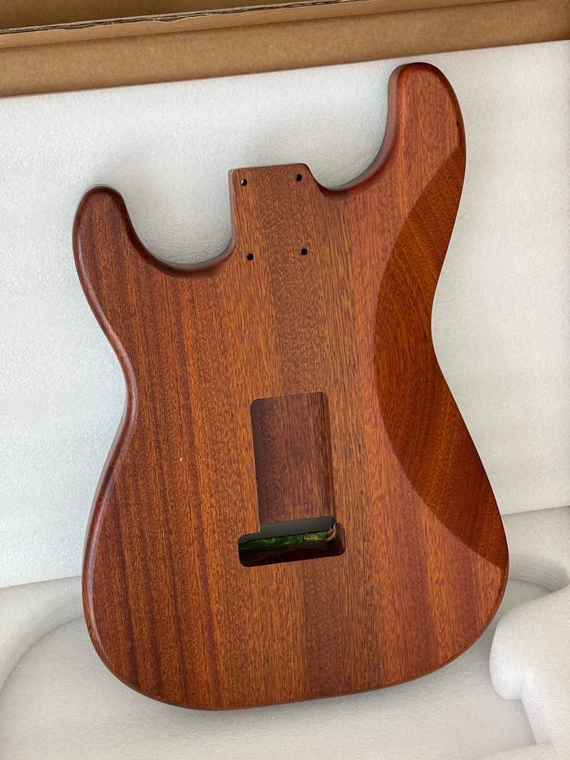 One-of-a-Kind ST Thinline Style Electric Guitar Body with F-hole, Burl Wood & Epoxy Resin Top (SRB-018)