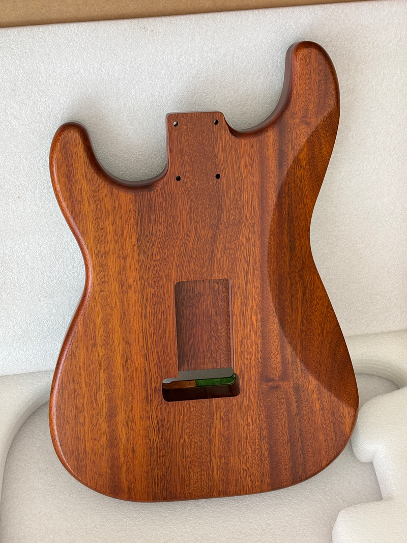 One-of-a-Kind ST Thinline Style Electric Guitar Body with F-hole, Burl Wood & Epoxy Resin Top (SRB-019)