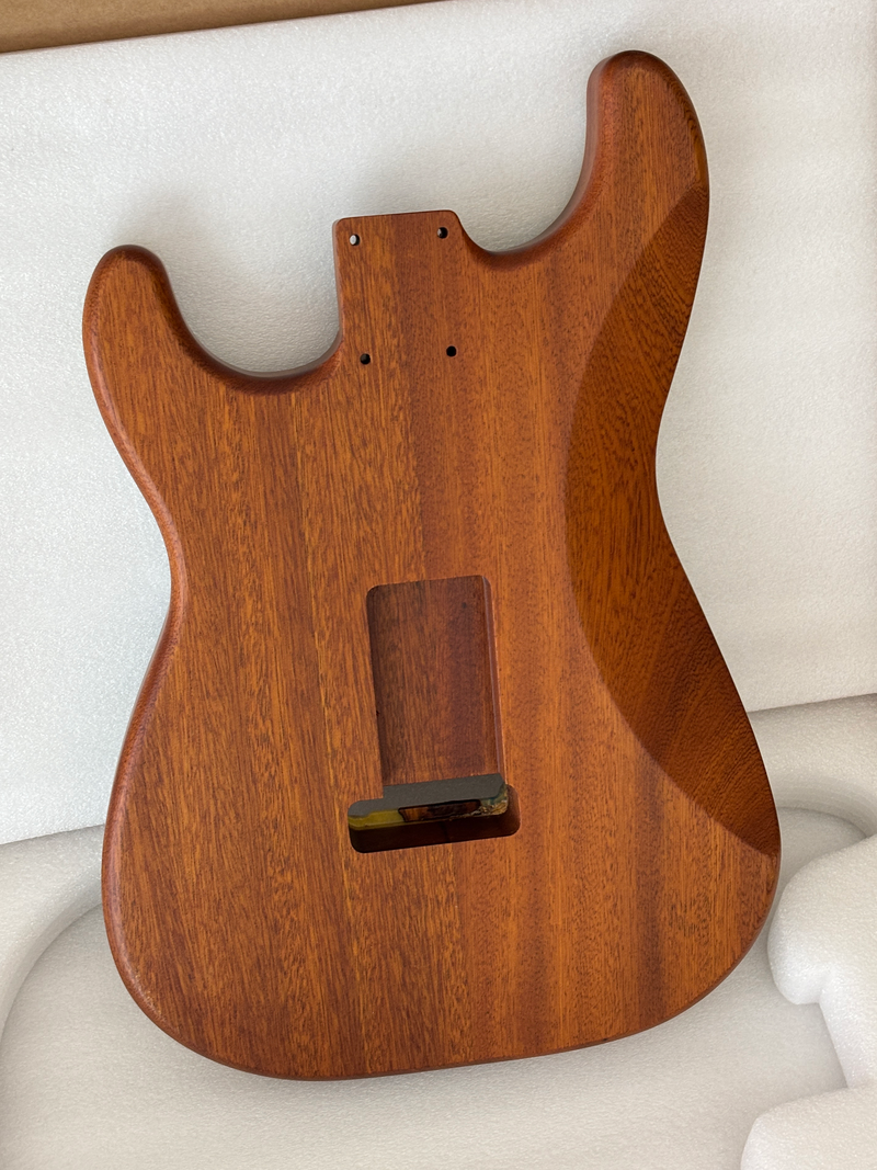 One-of-a-Kind ST Thinline Style Electric Guitar Body with F-hole, Burl Wood & Epoxy Resin Top (SRB-020)