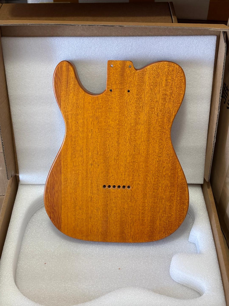 One-of-a-Kind Tele Thinline Style Pickguard-Ready Electric Guitar Body with EpoxyBurl Top & F-Hole (TRP-001)