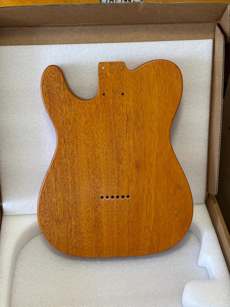 One-of-a-Kind Tele Thinline Style Pickguard-Ready Electric Guitar Body with EpoxyBurl Top & F-Hole (TRP-002)