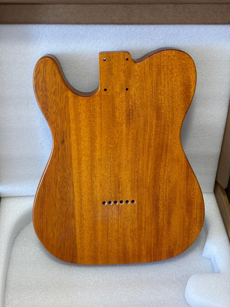 One-of-a-Kind Tele Thinline Style Pickguard-Ready Electric Guitar Body with EpoxyBurl Top & F-Hole (TRP-003)