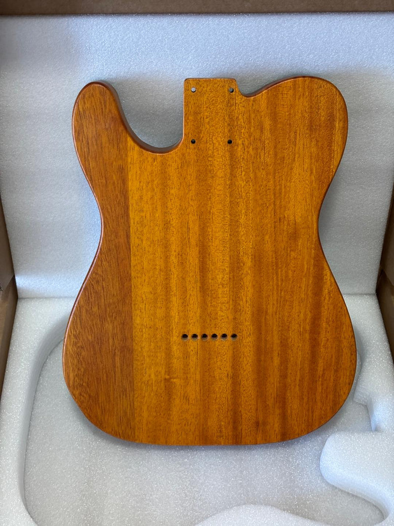 One-of-a-Kind Tele Thinline Style Pickguard-Ready Electric Guitar Body with EpoxyBurl Top & F-Hole (TRP-004)