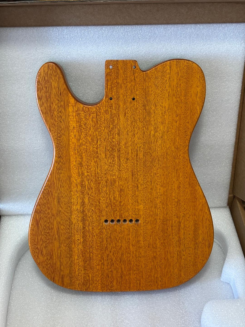 One-of-a-Kind Tele Thinline Style Pickguard-Ready Electric Guitar Body with EpoxyBurl Top & F-Hole (TRP-005)