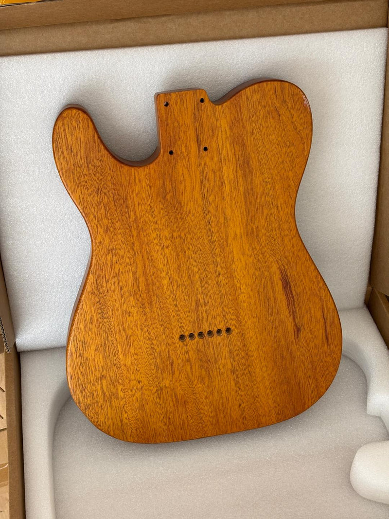 One-of-a-Kind Tele Thinline Style Pickguard-Ready Electric Guitar Body with EpoxyBurl Top & F-Hole (TRP-006)