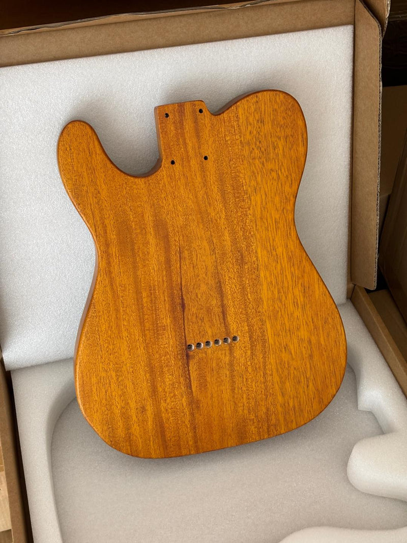 One-of-a-Kind Tele Thinline Style Pickguard-Ready Electric Guitar Body with EpoxyBurl Top & F-Hole (TRP-010)