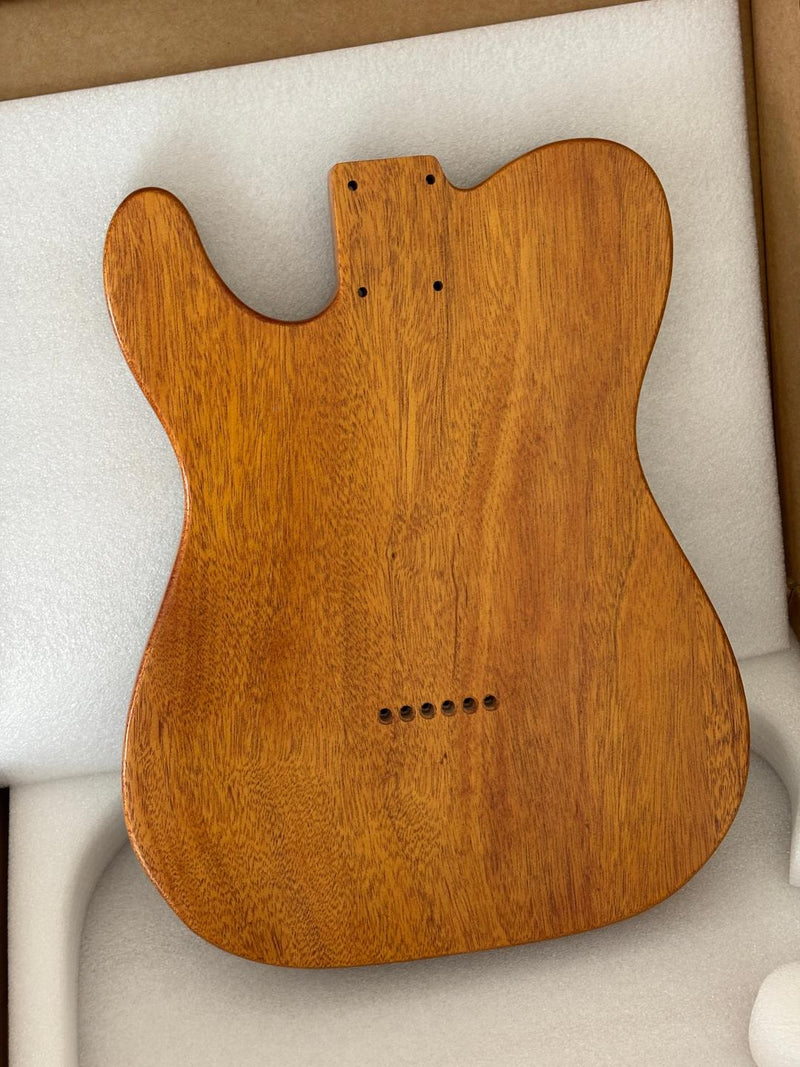 One-of-a-Kind Tele Thinline Style Pickguard-Ready Electric Guitar Body with EpoxyBurl Top & F-Hole (TRP-011)