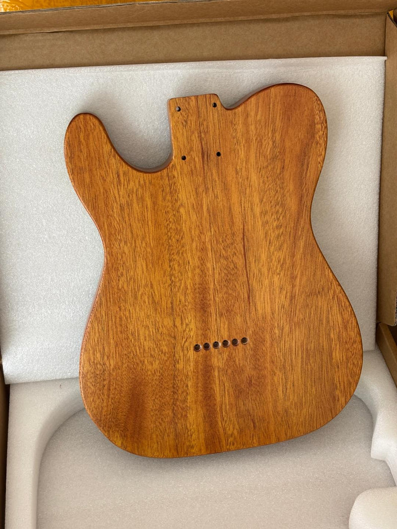One-of-a-Kind Tele Thinline Style Pickguard-Ready Electric Guitar Body with EpoxyBurl Top & F-Hole (TRP-012)