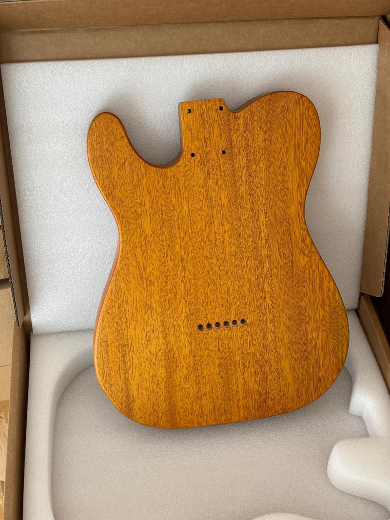One-of-a-Kind Tele Thinline Style Pickguard-Ready Electric Guitar Body with EpoxyBurl Top & F-Hole (TRP-013)