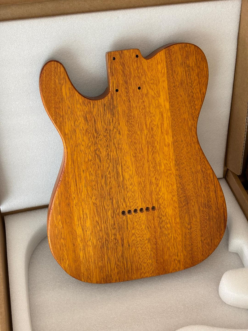 One-of-a-Kind Tele Thinline Style Pickguard-Ready Electric Guitar Body with EpoxyBurl Top & F-Hole (TRP-014)