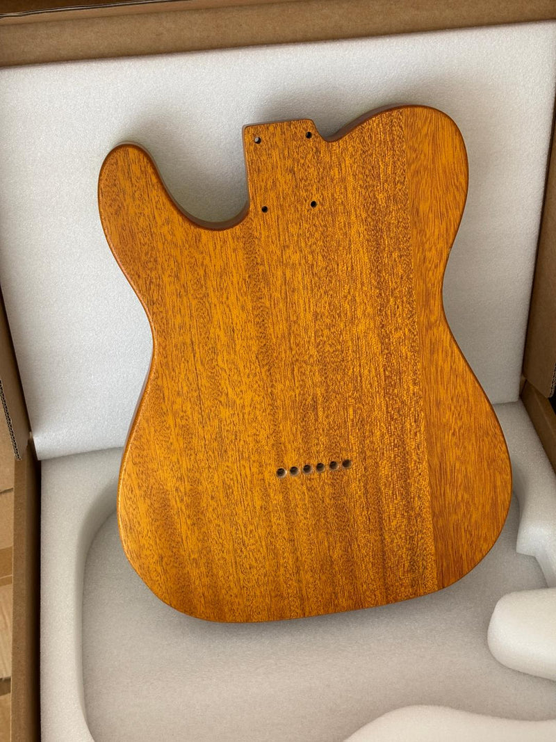 One-of-a-Kind Tele Thinline Style Pickguard-Ready Electric Guitar Body with EpoxyBurl Top & F-Hole (TRP-018)