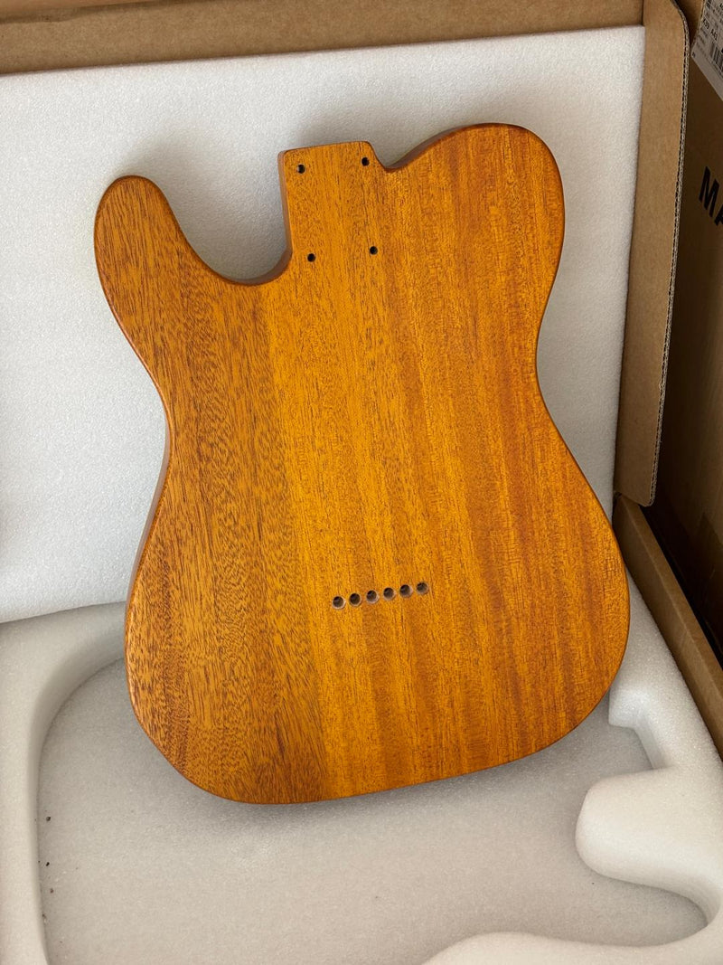 One-of-a-Kind Tele Thinline Style Pickguard-Ready Electric Guitar Body with EpoxyBurl Top & F-Hole (TRP-019)