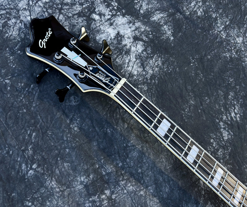 PANGO 4-String ES-Style Semi-Hollow Body Electric Bass Guitar with Gloss Black Finish (YMZ-285)