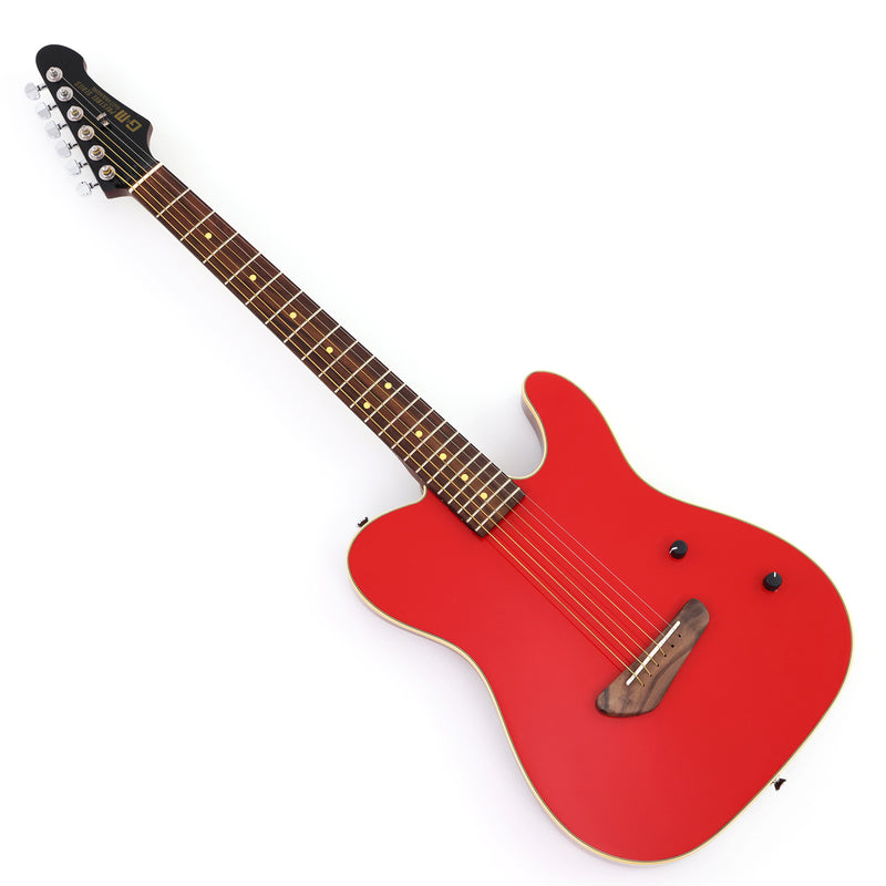 PANGO 6-String Solid Body Glossy Red Silent Acoustic-Electric Guitar (SE-501)
