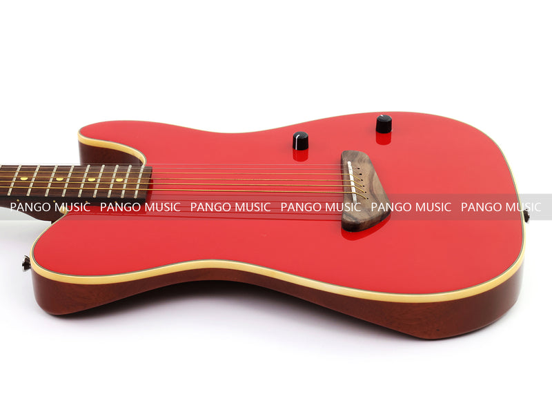 PANGO 6-String Solid Body Glossy Red Silent Acoustic-Electric Guitar (SE-501)
