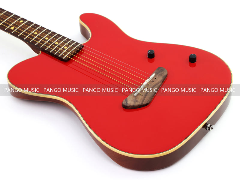 PANGO 6-String Solid Body Glossy Red Silent Acoustic-Electric Guitar (SE-501)