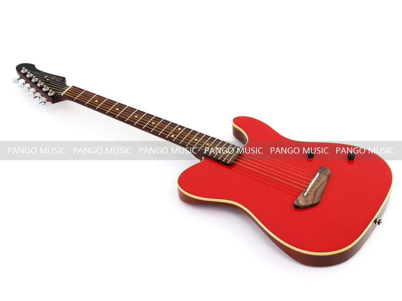 PANGO 6-String Solid Body Glossy Red Silent Acoustic-Electric Guitar (SE-501)