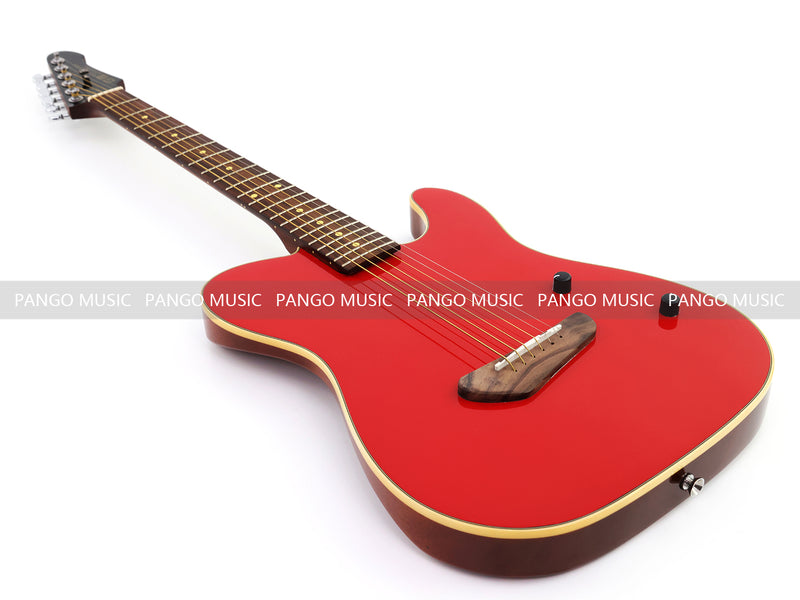 PANGO 6-String Solid Body Glossy Red Silent Acoustic-Electric Guitar (SE-501)
