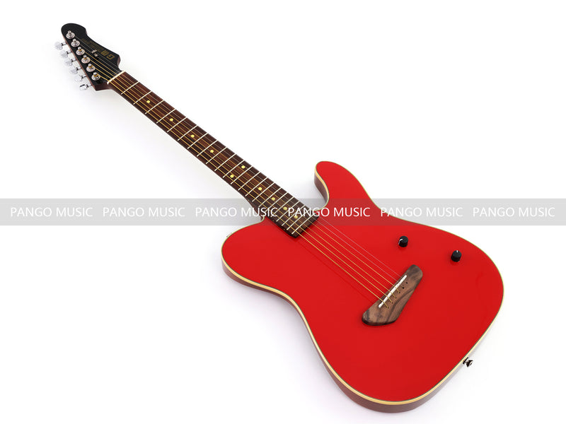 PANGO 6-String Solid Body Glossy Red Silent Acoustic-Electric Guitar (SE-501)