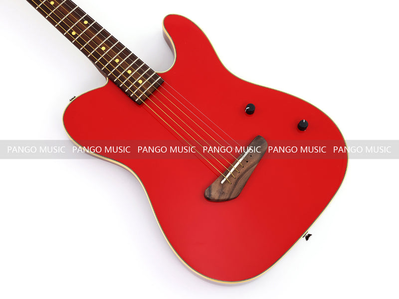 PANGO 6-String Solid Body Glossy Red Silent Acoustic-Electric Guitar (SE-501)