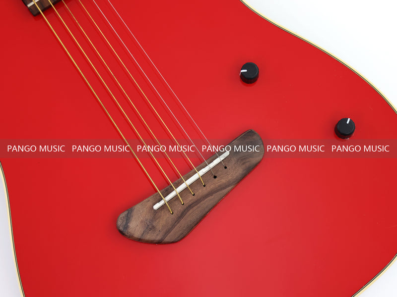 PANGO 6-String Solid Body Glossy Red Silent Acoustic-Electric Guitar (SE-501)