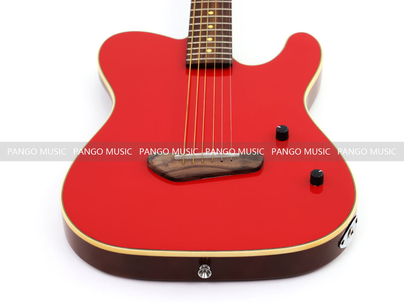 PANGO 6-String Solid Body Glossy Red Silent Acoustic-Electric Guitar (SE-501)
