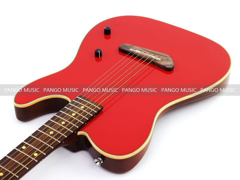 PANGO 6-String Solid Body Glossy Red Silent Acoustic-Electric Guitar (SE-501)