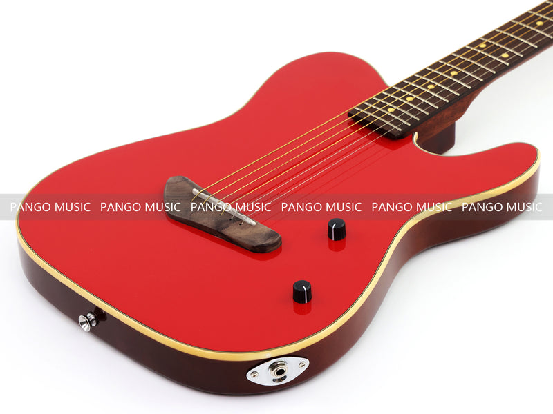 PANGO 6-String Solid Body Glossy Red Silent Acoustic-Electric Guitar (SE-503)