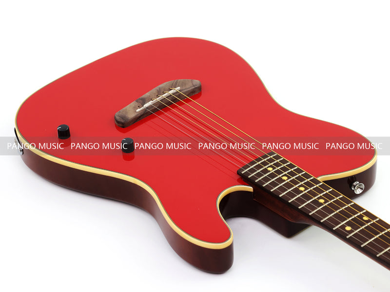PANGO 6-String Solid Body Glossy Red Silent Acoustic-Electric Guitar (SE-503)