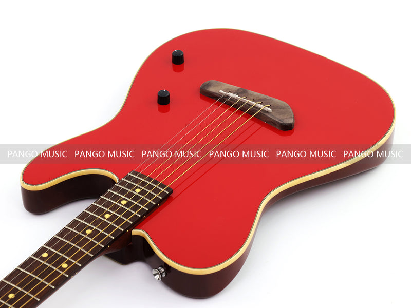 PANGO 6-String Solid Body Glossy Red Silent Acoustic-Electric Guitar (SE-503)