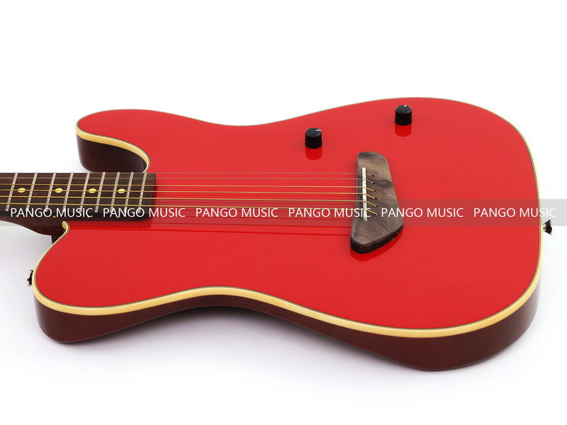 PANGO 6-String Solid Body Glossy Red Silent Acoustic-Electric Guitar (SE-503)