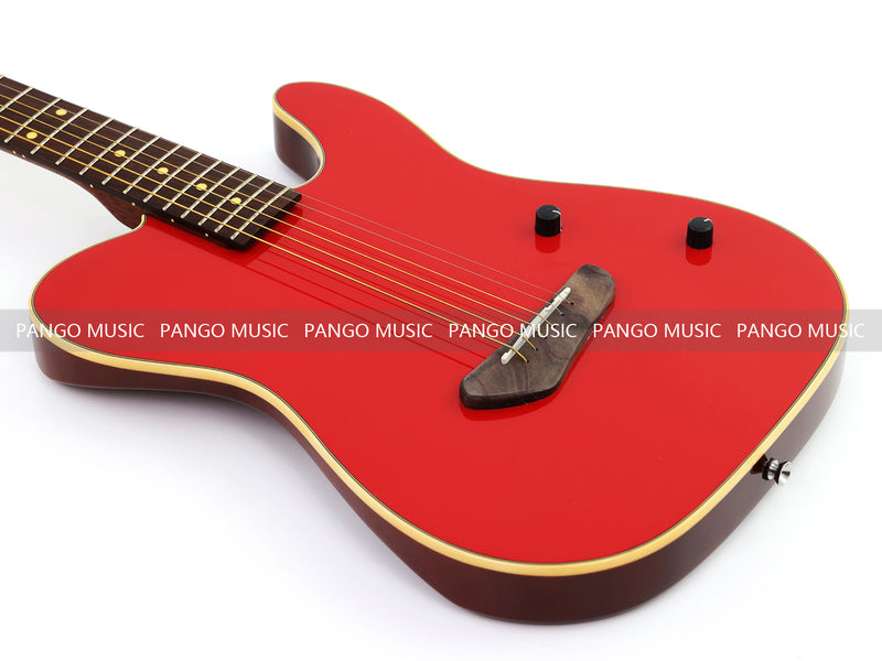 PANGO 6-String Solid Body Glossy Red Silent Acoustic-Electric Guitar (SE-503)