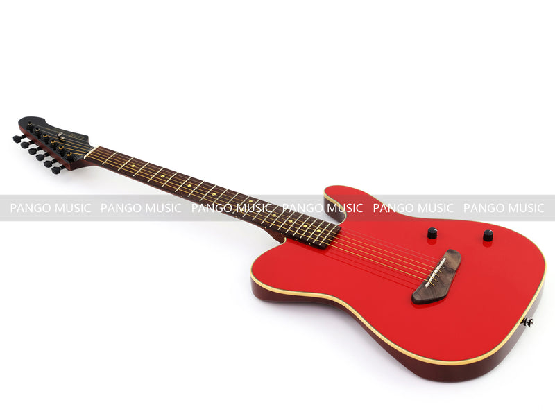 PANGO 6-String Solid Body Glossy Red Silent Acoustic-Electric Guitar (SE-503)