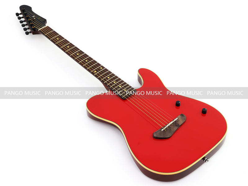 PANGO 6-String Solid Body Glossy Red Silent Acoustic-Electric Guitar (SE-503)