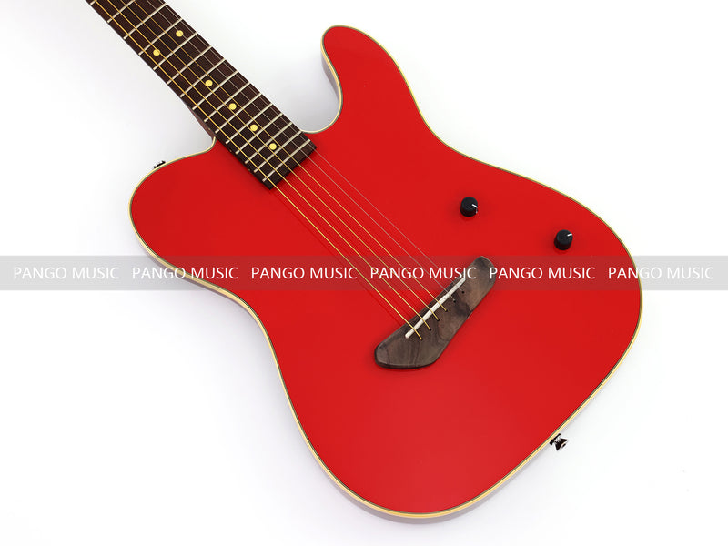 PANGO 6-String Solid Body Glossy Red Silent Acoustic-Electric Guitar (SE-503)
