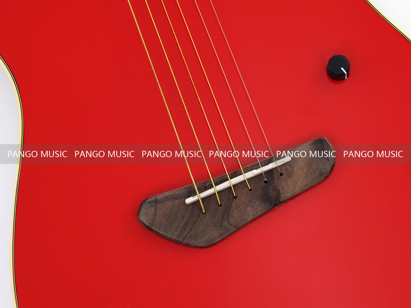 PANGO 6-String Solid Body Glossy Red Silent Acoustic-Electric Guitar (SE-503)