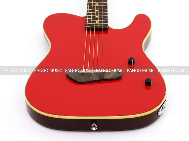 PANGO 6-String Solid Body Glossy Red Silent Acoustic-Electric Guitar (SE-503)