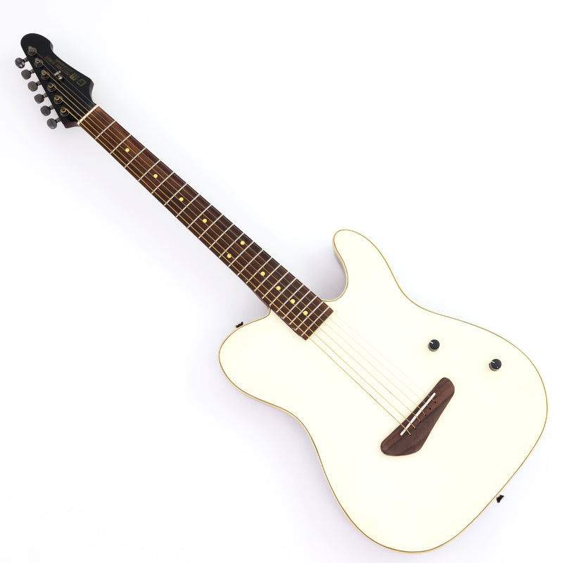 PANGO 6-String Solid Body Glossy Vintage White Silent Acoustic-Electric Guitar (SE-504)